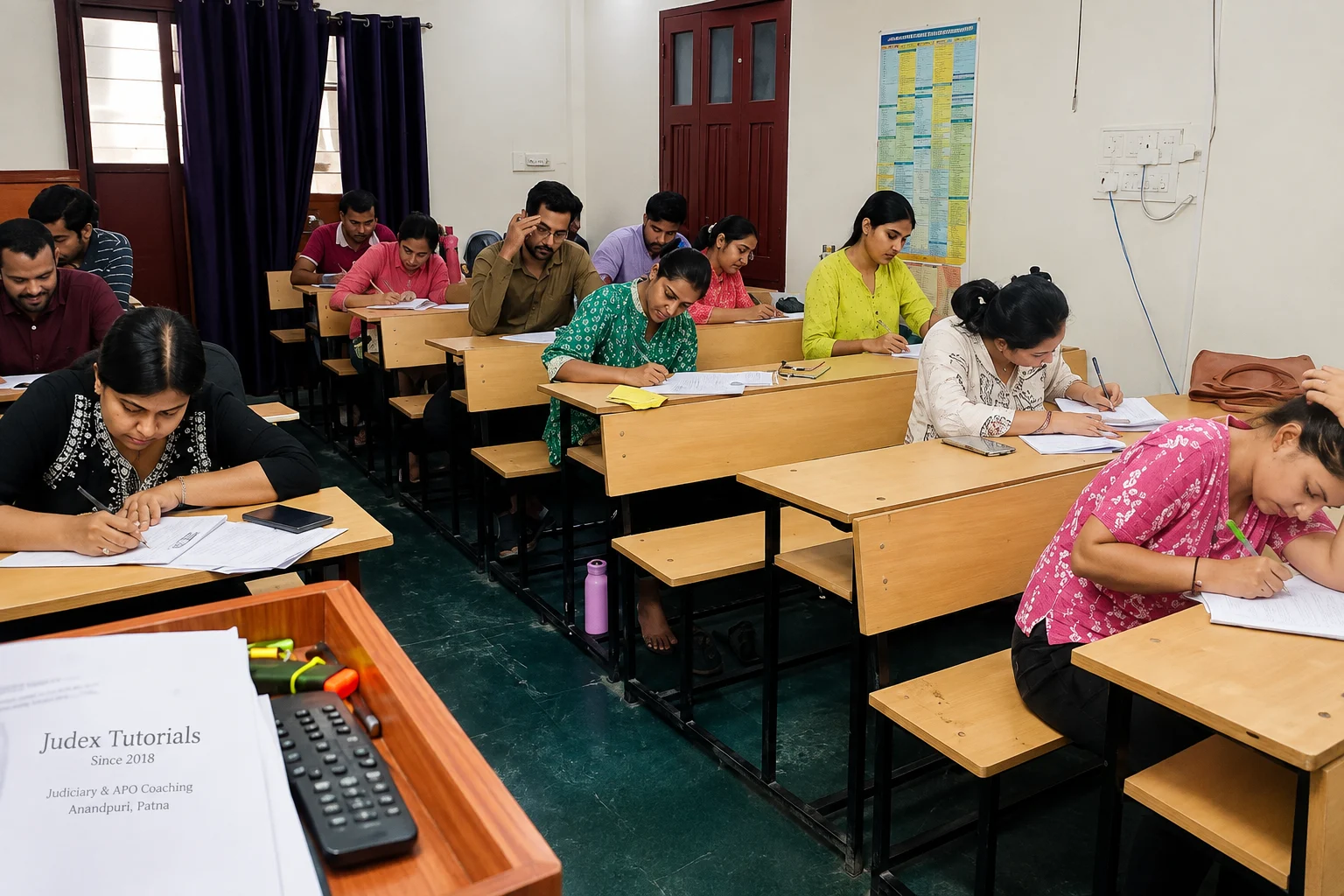 Students attending judiciary preparation and answer writing session at Judex Tutorials Patna